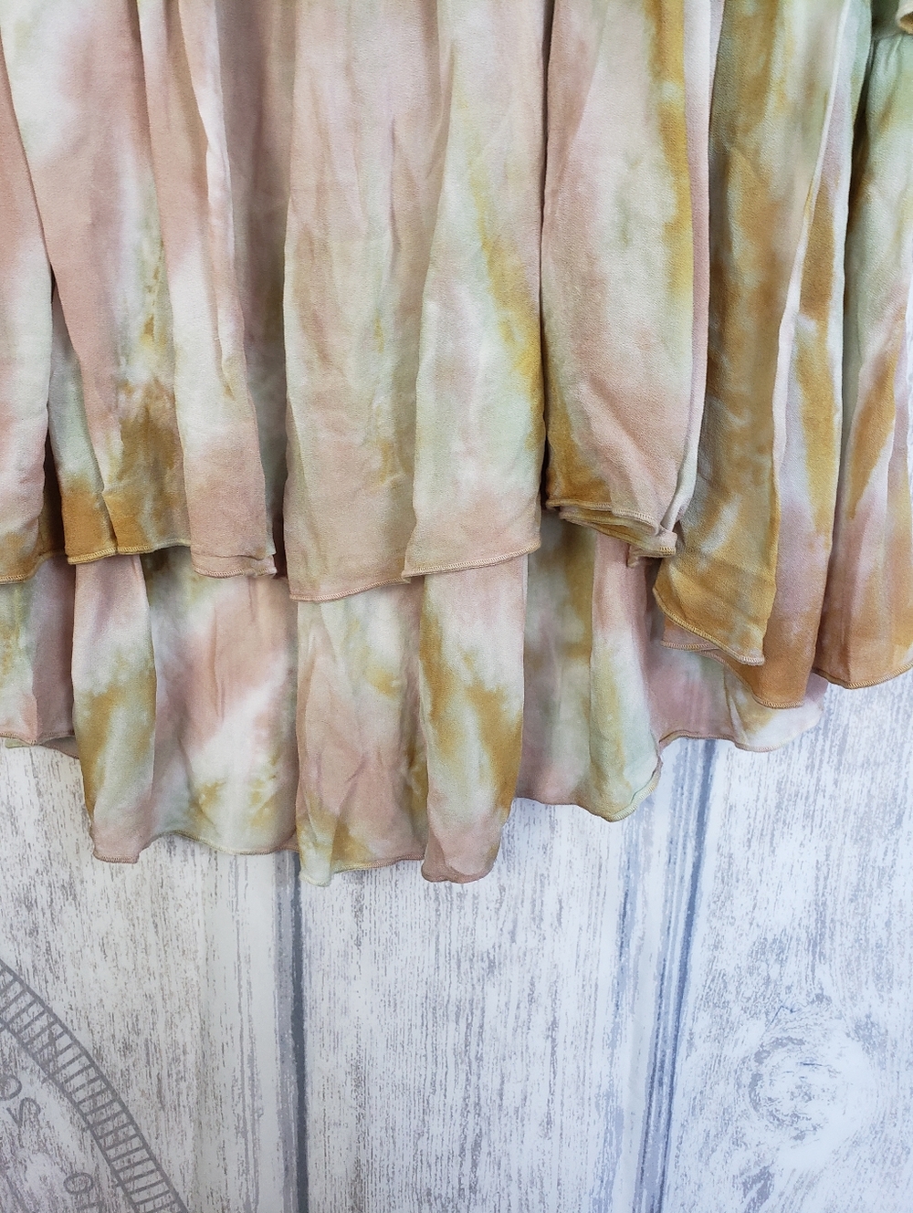 Young Fabulous & Broke Rosa mini dress green & pink tie-dye Boho Festival Medium - Picture 6 of 10